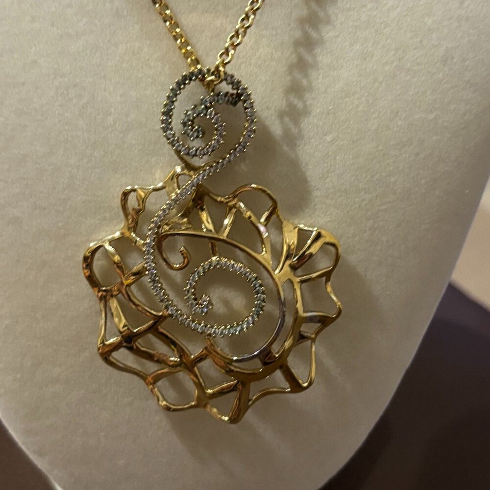 Bronze Milor Italy Gold-Tone with CZ Details Pendant on Chain